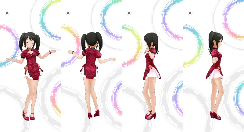 美好花貌レッドチャイナワンピ 3Dモデル